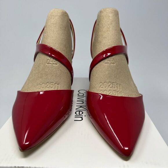 Calvin Klein Red Patent Slingback Heels - Picture 4 of 9